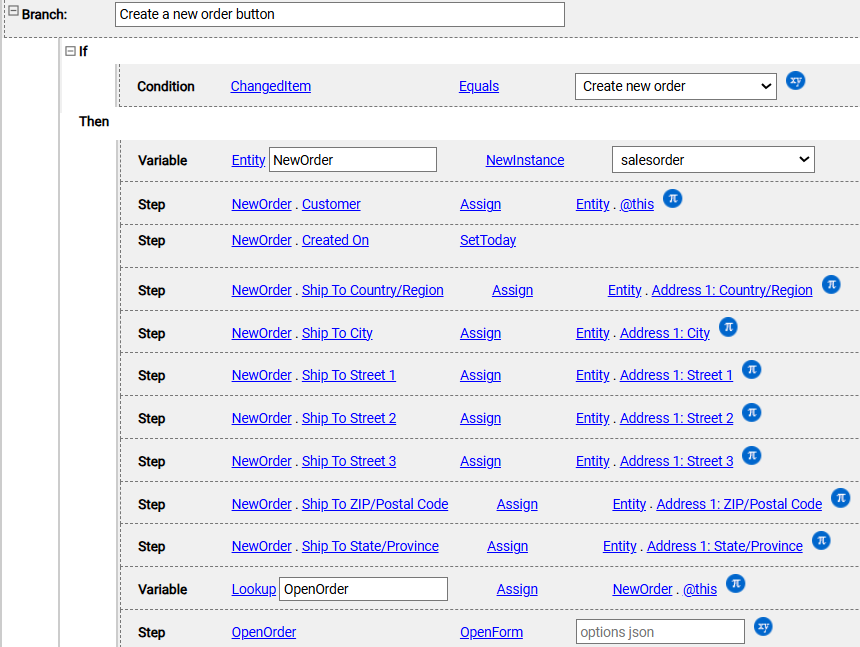create a new order button example where we fill more fields
