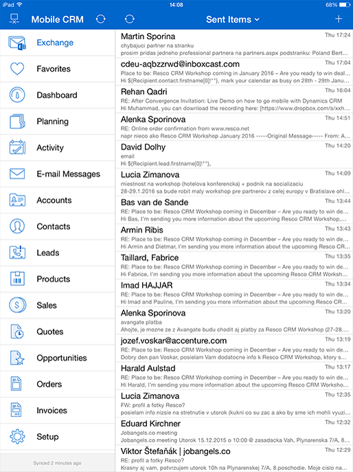 sample in app calls and emails
