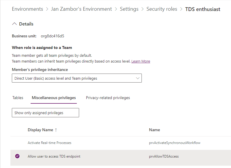 allow tds per user