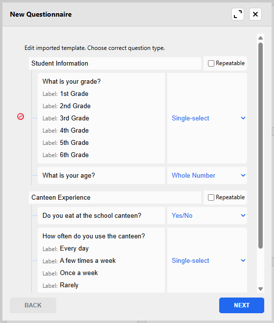 adapt questionnaire