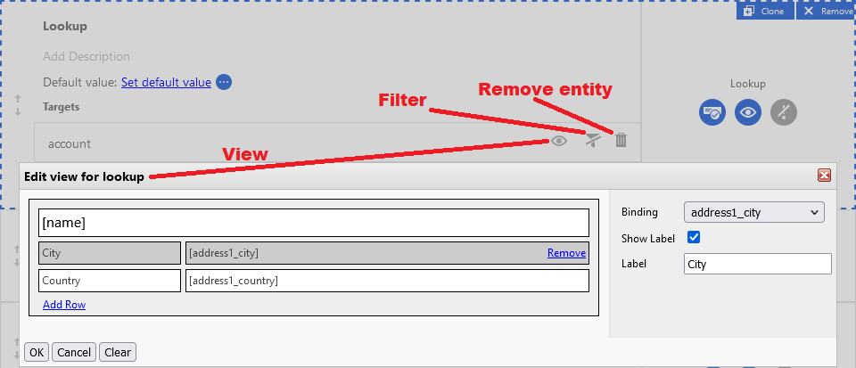 edit view for lookup question type
