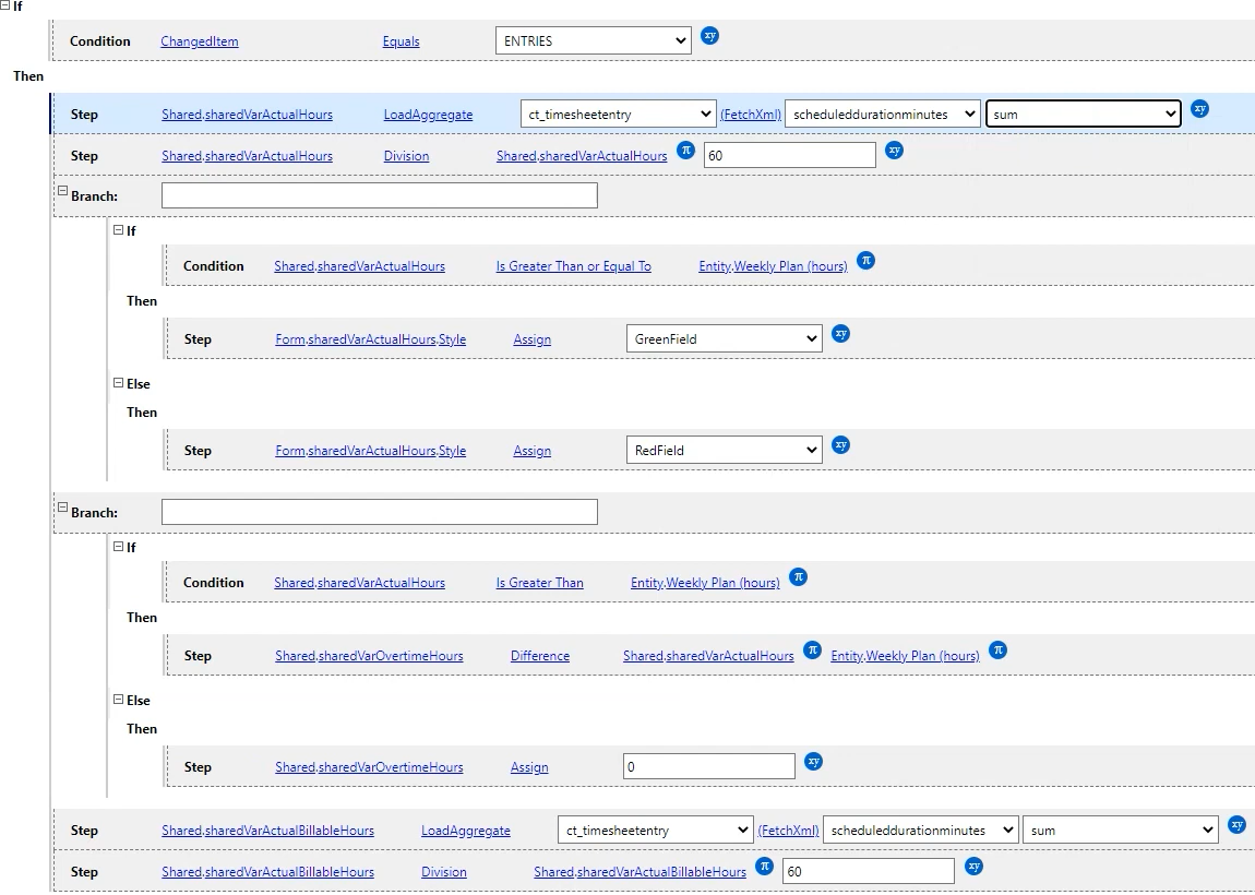 Timesheet calculate aggregates example