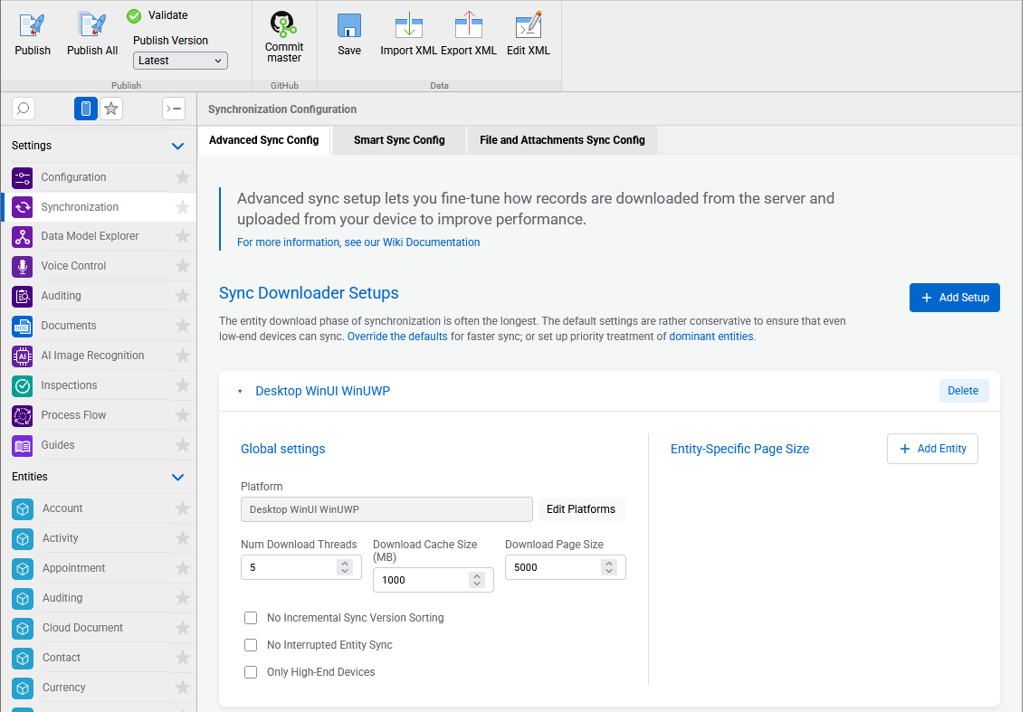 Sync config editor