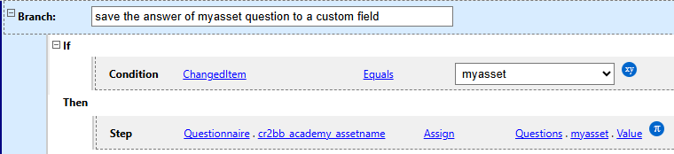 save answer to a custom field