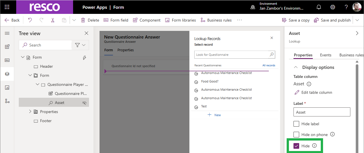 modify questionnaire answer form