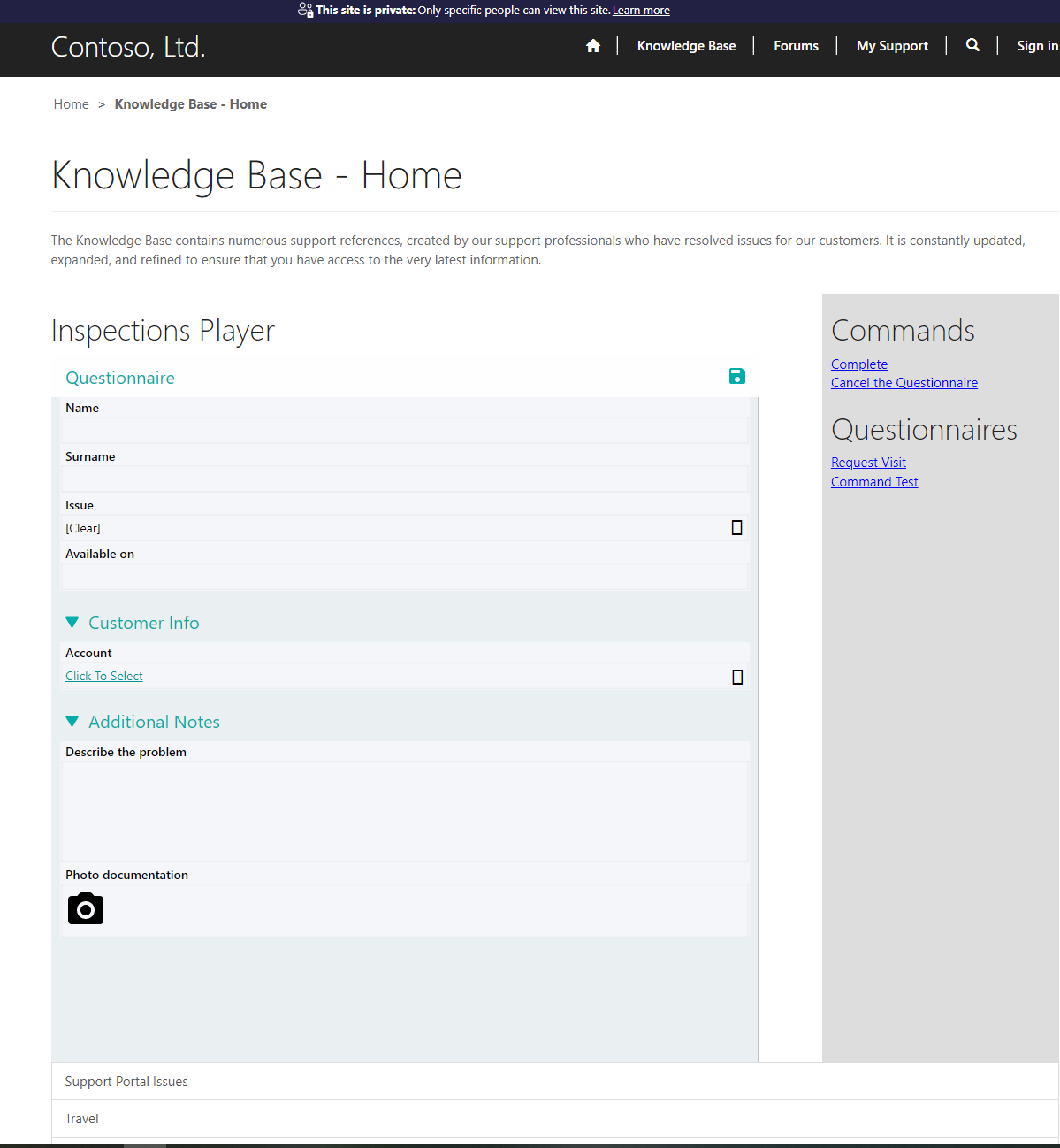 Questionnaire embeded in a Power Pages showcase