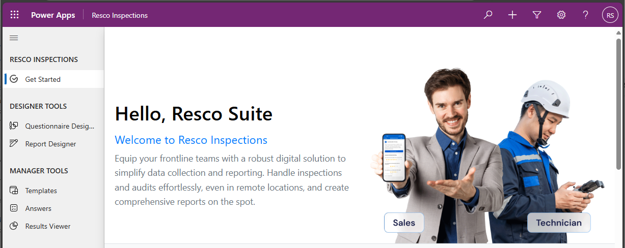 resco inspections welcome page