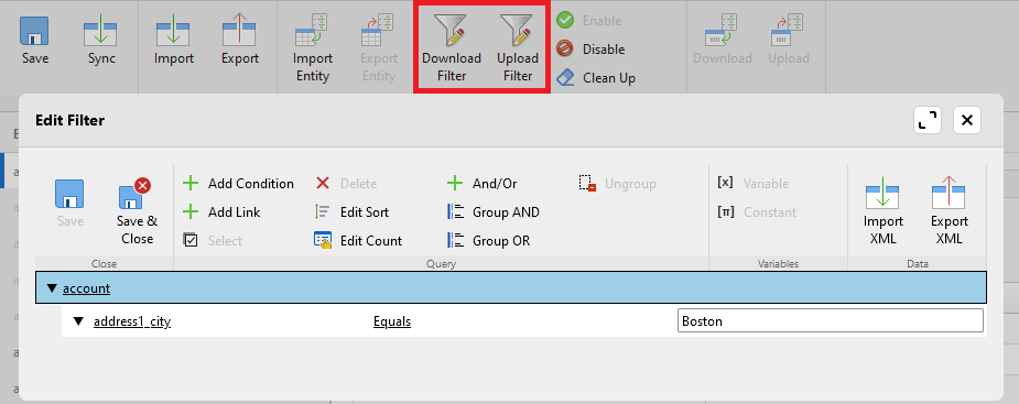 Sync filter in integrations